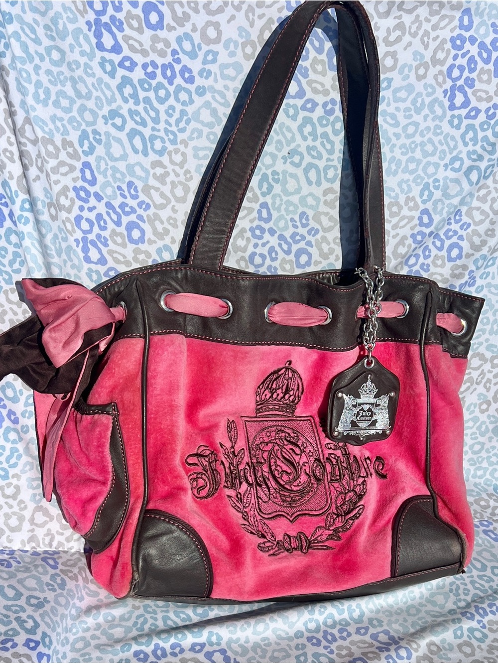 Vintage Pink Juicy Couture Purse Handbag Daydreamer Velvet Tote Bag Custom Dyed